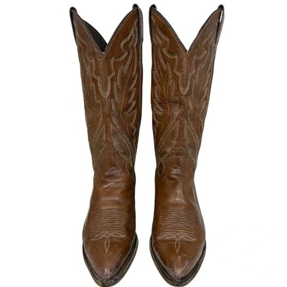 Justin Elmer Western Cowboy‎ Brown Leather Boots Size 6.5D - Picture 3 of 9